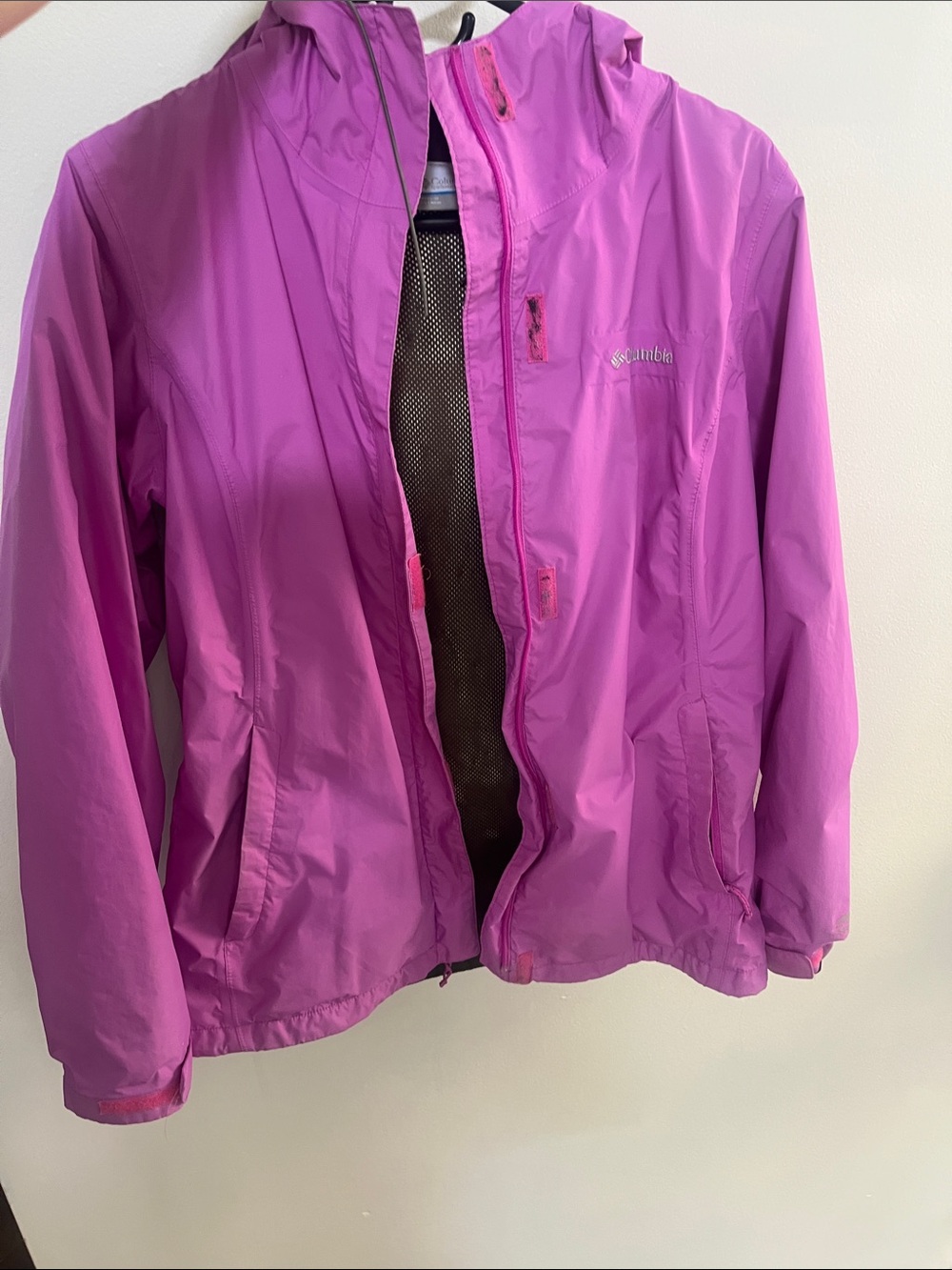 Columbia Women's Bright Pink Hooded Shell Jacket Rain Jacket